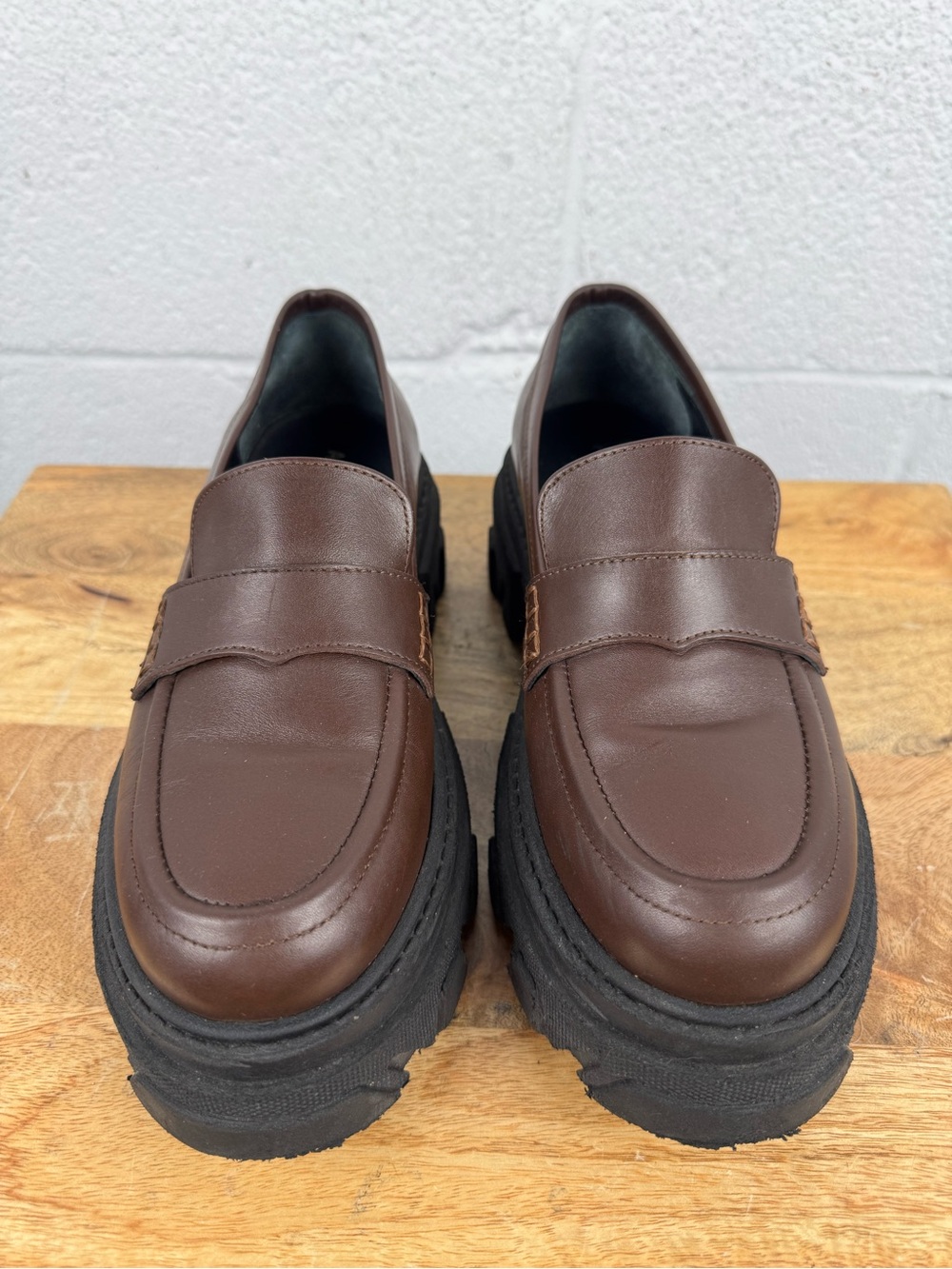 ALOHAS Brown Chunky Lug Sole Penny Loafers - Picture 13 of 15